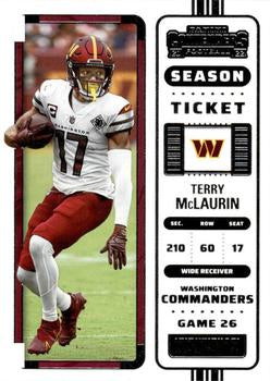 2022 Panini Contenders Season Ticket Terry McLaurin # 99 Washington Commanders
