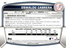 Load image into Gallery viewer, 2023 Bowman Oswaldo Cabrera RC #32 New York Yankees

