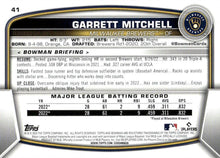 Load image into Gallery viewer, 2023 Bowman Garrett Mitchell RC #41 Milwaukee Brewers
