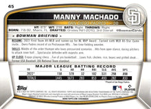 Load image into Gallery viewer, 2023 Bowman Manny Machado #45 San Diego Padres
