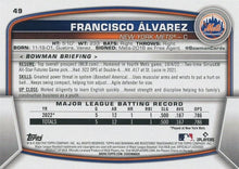 Load image into Gallery viewer, 2023 Bowman Francisco Álvarez RC #49 New York Mets
