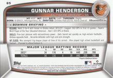 Load image into Gallery viewer, 2023 Bowman Gunnar Henderson RC #65 Baltimore Orioles
