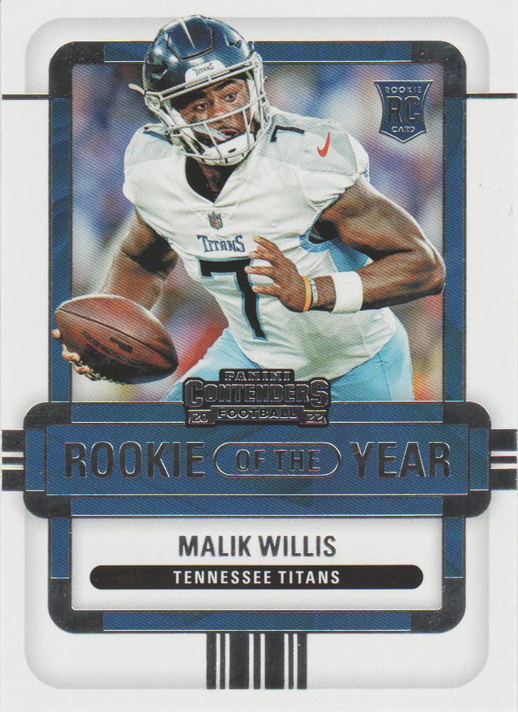 2022 Panini Contenders Rookie of the Year Contenders Malik Willis # ROY-MWI Tennessee Titans