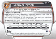 Load image into Gallery viewer, 2023 Bowman Prospects 1st Bowman Mishael Deson FBC BP-7 Baltimore Orioles
