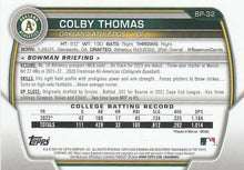 Load image into Gallery viewer, 2023 Bowman Prospects 1st Bowman Colby Thomas FBC BP-32 Oakland Athletics

