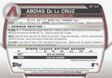 Load image into Gallery viewer, 2023 Bowman Prospects 1st Bowman Abdias De La Cruz FBC BP-34 Arizona Diamondbacks

