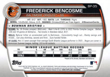 Load image into Gallery viewer, 2023 Bowman Prospects 1st Bowman Frederick Bencosme FBC BP-35 Baltimore Orioles
