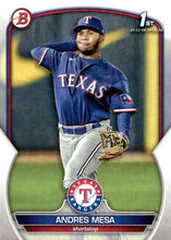 Load image into Gallery viewer, 2023 Bowman Prospects 1st Bowman Andres Mesa FBC BP-44 Texas Rangers
