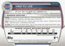 Load image into Gallery viewer, 2023 Bowman Prospects 1st Bowman Hao-Yu Lee FBC BP-52 Philadelphia Phillies
