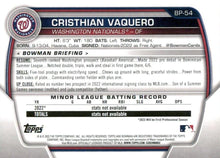 Load image into Gallery viewer, 2023 Bowman Prospects Cristhian Vaquero BP-54 Washington Nationals

