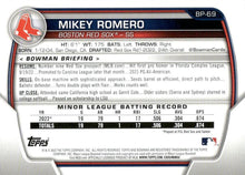 Load image into Gallery viewer, 2023 Bowman Prospects Mikey Romero BP-69 Boston Red Sox
