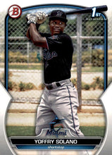 Load image into Gallery viewer, 2023 Bowman Prospects 1st Bowman Yoffry Solano FBC BP-72 Miami Marlins
