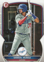 Load image into Gallery viewer, 2023 Bowman Prospects Samuel Munoz BP-80 Los Angeles Dodgers
