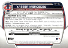 Load image into Gallery viewer, 2023 Bowman Prospects Yasser Mercedes BP-99 Minnesota Twins
