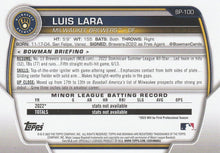 Load image into Gallery viewer, 2023 Bowman Prospects 1st Bowman Luis Lara FBC BP-100 Milwaukee Brewers
