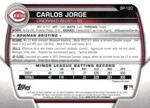 Load image into Gallery viewer, 2023 Bowman Prospects 1st Bowman Carlos Jorge FBC BP-120 Cincinnati Reds
