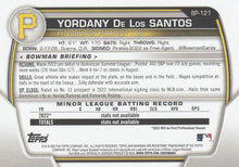 Load image into Gallery viewer, 2023 Bowman Prospects Yordany De Los Santos BP-121 Pittsburgh Pirates
