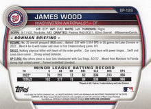 Load image into Gallery viewer, 2023 Bowman Prospects James Wood BP-129 Washington Nationals
