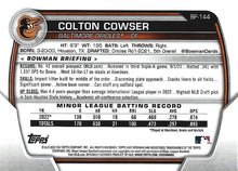 Load image into Gallery viewer, 2023 Bowman Prospects Colton Cowser BP-144 Baltimore Orioles

