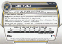 Load image into Gallery viewer, 2023 Bowman Prospects 1st Bowman Jace Avina FBC BP-150 Milwaukee Brewers
