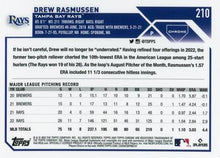 Load image into Gallery viewer, 2023 Topps Chrome Drew Rasmussen #210 Tampa Bay Rays
