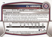 Load image into Gallery viewer, 2023 Bowman Chrome CJ Abrams #74 Washington Nationals

