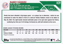 Load image into Gallery viewer, 2023 Topps Holiday Randy Vásquez RC H39 New York Yankees
