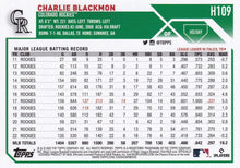 Load image into Gallery viewer, 2023 Topps Holiday Charlie Blackmon  H109 Colorado Rockies
