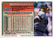 将图片加载到图库查看器，1994 Topps Fernando Valenzuela # 175 Baltimore Orioles
