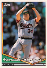将图片加载到图库查看器，1994 Topps Fernando Valenzuela # 175 Baltimore Orioles
