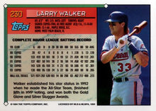 将图片加载到图库查看器，1994 Topps Larry Walker # 230 Montreal Expos
