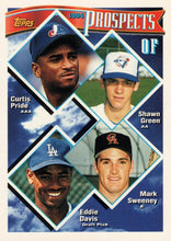 将图片加载到图库查看器，1994 Topps OF Prospects (Curtis Pride / Shawn Green / Mark Sweeney / Eddie Davis) PROS, RC # 237 Montreal Expos / Toronto Blue Jays / California Angels / Los Angeles Dodgers
