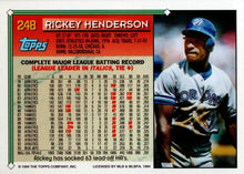 将图片加载到图库查看器，1994 Topps Rickey Henderson # 248 Toronto Blue Jays
