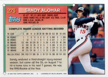 将图片加载到图库查看器，1994 Topps Sandy Alomar # 273 Cleveland Indians
