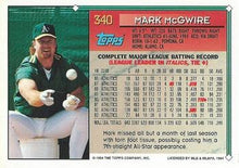 Load image into Gallery viewer, 1994 Topps Mark McGwire # 340 Oakland Athletics
