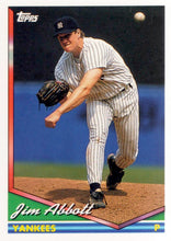 Load image into Gallery viewer, 1994 Topps Jim Abbott # 350 New York Yankees
