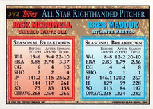 Load image into Gallery viewer, 1994 Topps Greg Maddux / Jack McDowell AS # 392 Atlanta Braves / Chicago White Sox
