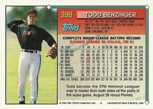 Load image into Gallery viewer, 1994 Topps Todd Benzinger # 398 San Francisco Giants
