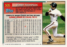 Load image into Gallery viewer, 1994 Topps Robby Thompson # 505 San Francisco Giants
