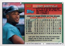 Load image into Gallery viewer, 1994 Topps Gary Sheffield # 560 Florida Marlins
