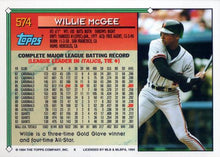 Load image into Gallery viewer, 1994 Topps Willie McGee # 574 San Francisco Giants
