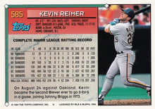 Load image into Gallery viewer, 1994 Topps Kevin Reimer # 585 Milwaukee Brewers
