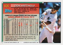 将图片加载到图库查看器，1994 Topps Don Mattingly # 600 New York Yankees
