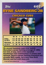 Load image into Gallery viewer, 1994 Topps Ryne Sandberg MOG # 602 Chicago Cubs
