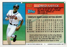 Load image into Gallery viewer, 1994 Topps David Justice # 630 Atlanta Braves
