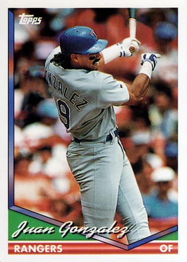 1994 Topps Juan Gonzalez # 685 Texas Rangers
