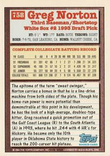 Load image into Gallery viewer, 1994 Topps Greg Norton DPK, RC # 758 Chicago White Sox

