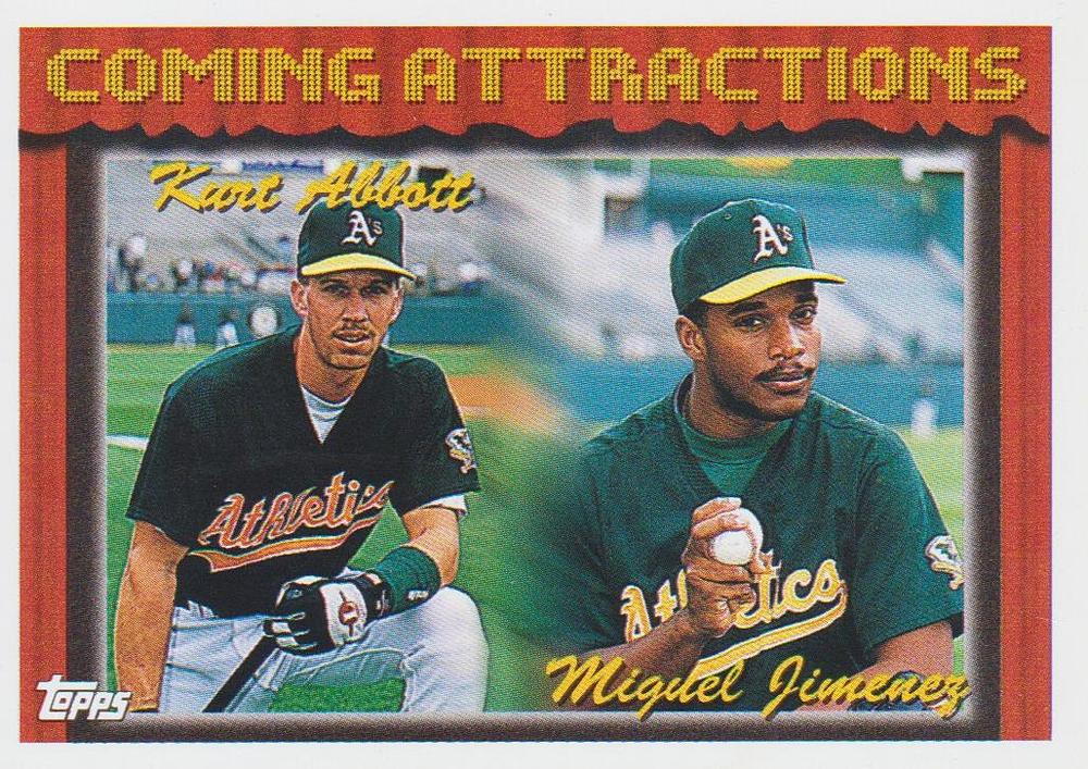 1994 Topps Kurt Abbott / Miguel Jimenez CA, RC # 773 Oakland Athletics