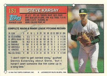 Load image into Gallery viewer, 1994 Topps Steve Karsay RC # 131 Oakland Athletics
