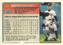 将图片加载到图库查看器，1994 Topps David McCarty # 156 Minnesota Twins
